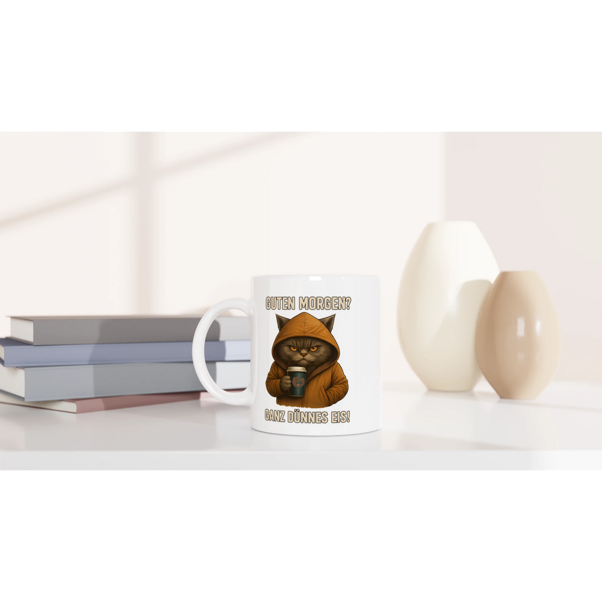 Tasse 325ml - Guten Morgen? Ganz dünnes Eis! - Katze, Kaffee