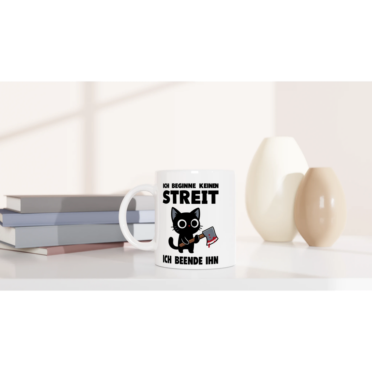 Tasse 325ml - Ich beginne keinen Streit. Ich beende ihn - Katze