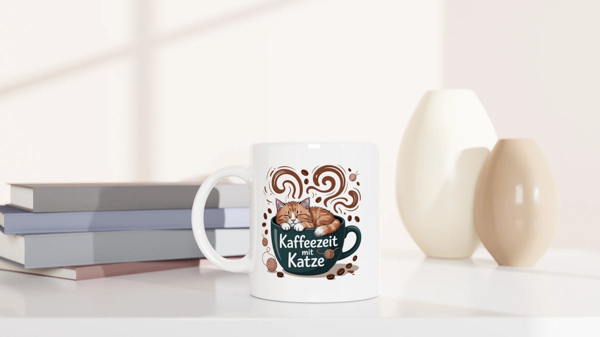 Tasse 325ml - Kaffeezeit mit Katze - Katze & Kaffee