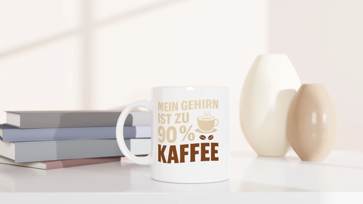 Tasse 325ml - Mein Gehirn ist zu 90 % Kaffee - Kaffee
