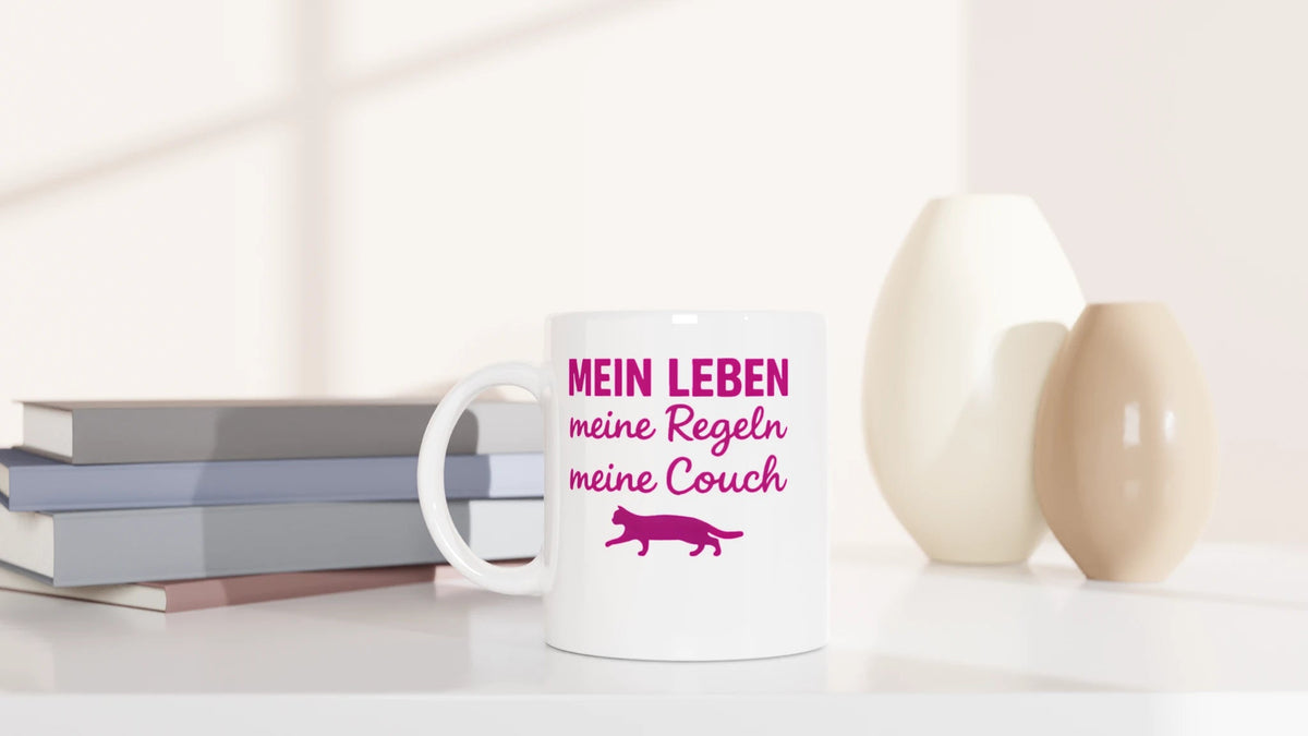 Tasse 325ml - Mein Leben, meine Regeln, meine Couch - Katze