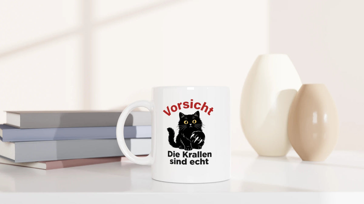 Tasse 325ml - Vorsicht. Die Krallen sind echt. - Katze