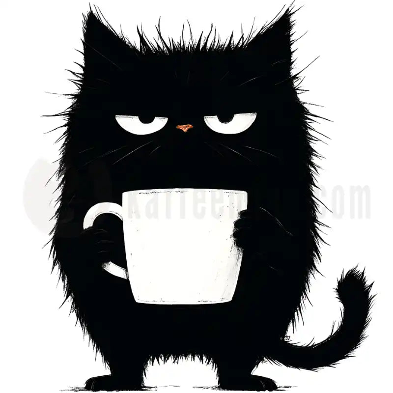Design Vorschau Mürrische Katze mit Kaffee