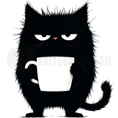 Design Vorschau Mürrische Katze mit Kaffee