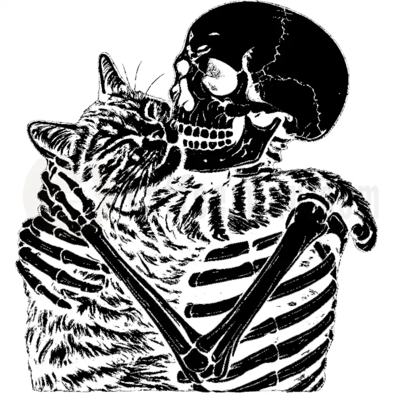 Design Vorschau Skelett mit Katze