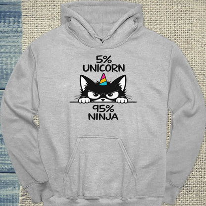 Hoodie - 95% NINJA - Unisex - Katze Grau