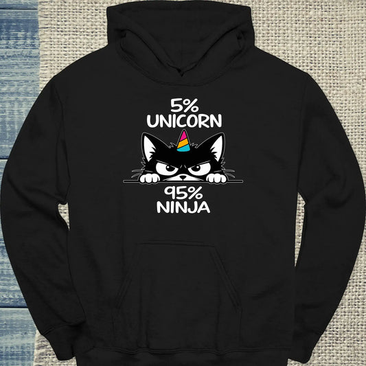 Hoodie - 95% NINJA - Unisex - Katze Schwarz