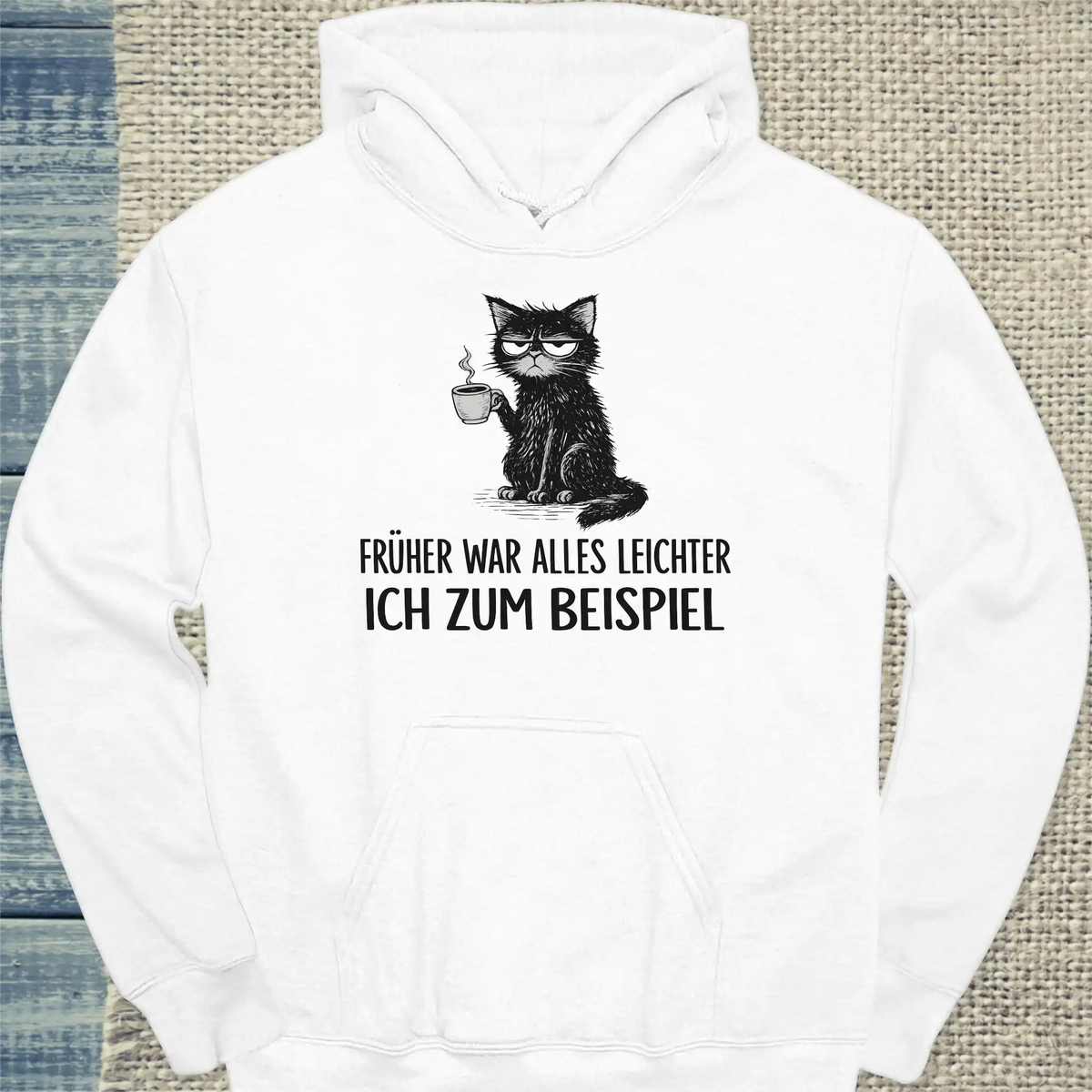 Hoodie - Alles Leichter - Unisex - Kaffee & Katze Weiß