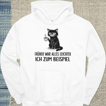 Hoodie - Alles Leichter - Unisex - Kaffee & Katze Weiß