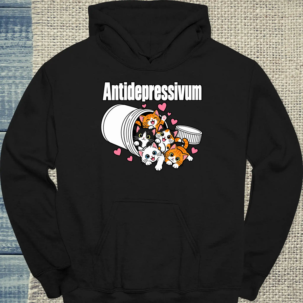 Hoodie - Antidepressivum - Unisex - Katze Schwarz