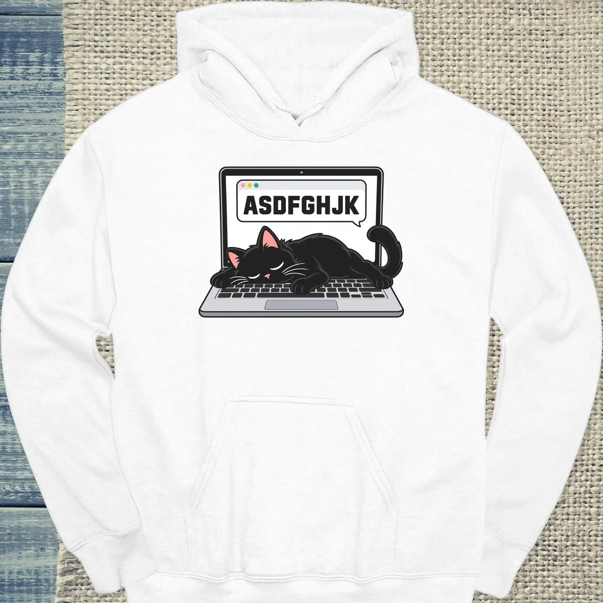 Hoodie - ASDFGHJK - Unisex - Katze Weiß