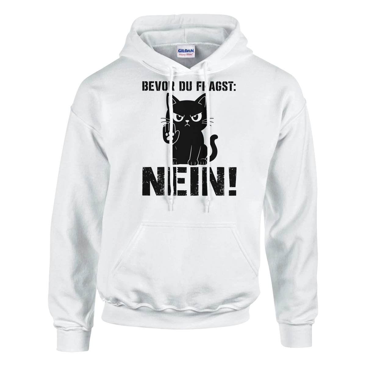 Hoodie - Bevor du fragst: NEIN! - Unisex - Katze Weiß