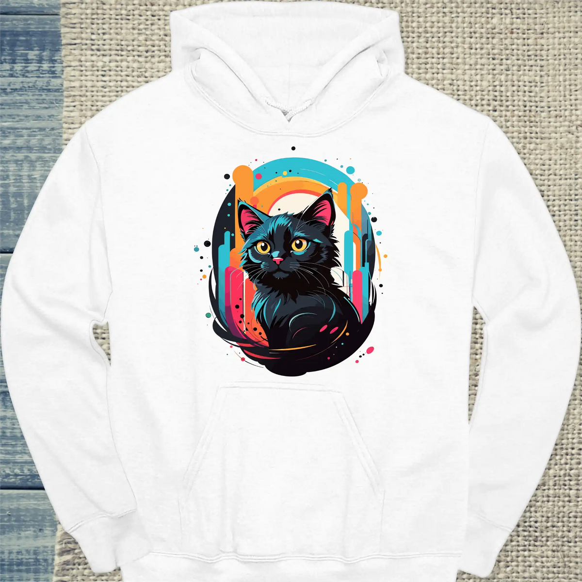 Hoodie - Black Cat Colors - Unisex - Katze Weiß