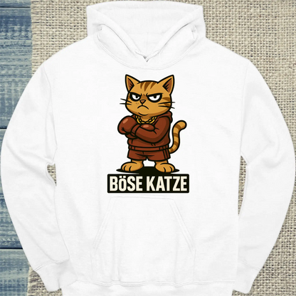 Hoodie - Böse Katze Boxer - Unisex - Katze Weiß