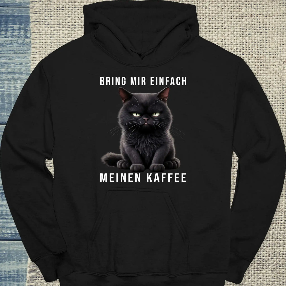 Hoodie - Bring mir einfach meinen Kaffee - Unisex - Katze & Kaffee Schwarz