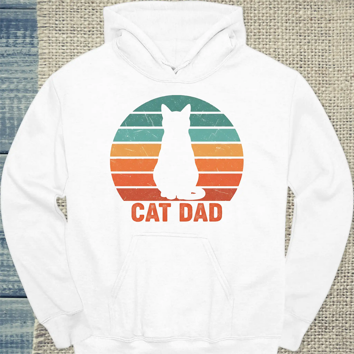 Hoodie - Cat Dad Retro - Unisex - Katze, Cat Guy Weiß