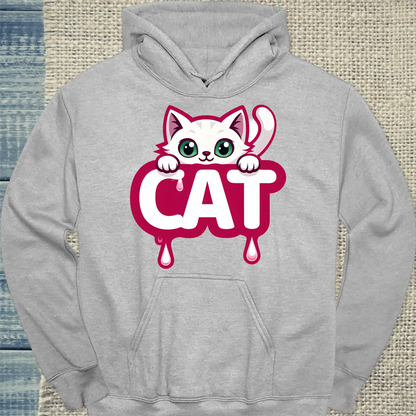 Hoodie - CAT - Katze in rosa - Unisex - Katze Grau