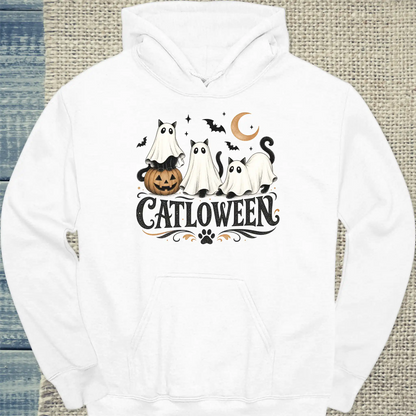 Hoodie - Cat Lo Ween - Unisex - Katze, Halloween Weiß