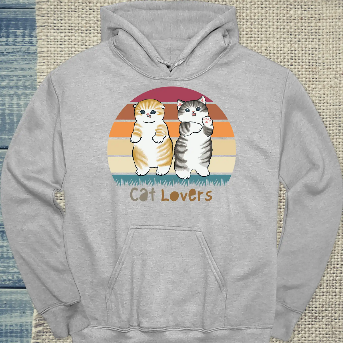 Hoodie - Cat lovers - Unisex - Katze Grau