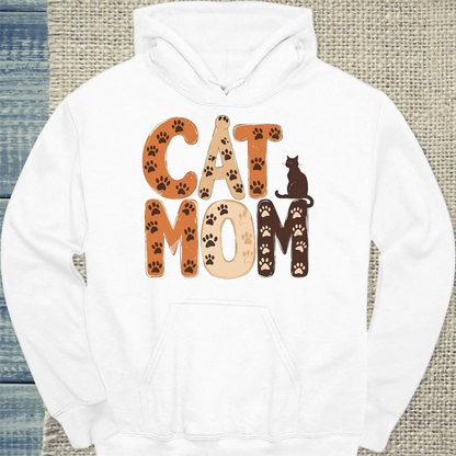 Hoodie - Cat Mom - Pfoten - Unisex - Katze, Cat Lady Weiß