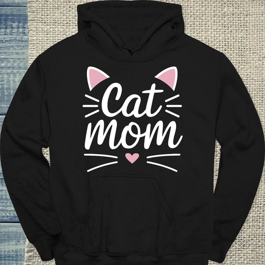 Hoodie - Cat Mom Pink - Unisex - Kaffee, Cat Lady Schwarz