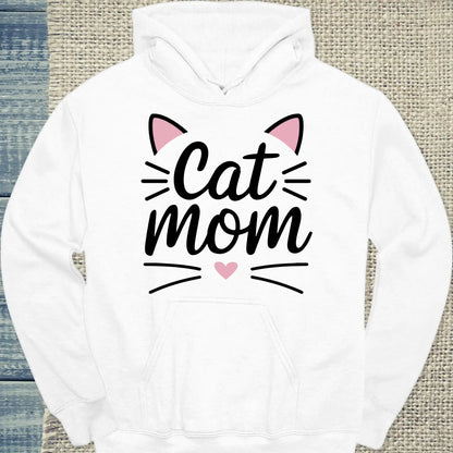 Hoodie - Cat Mom Pink - Unisex - Kaffee, Cat Lady Weiß