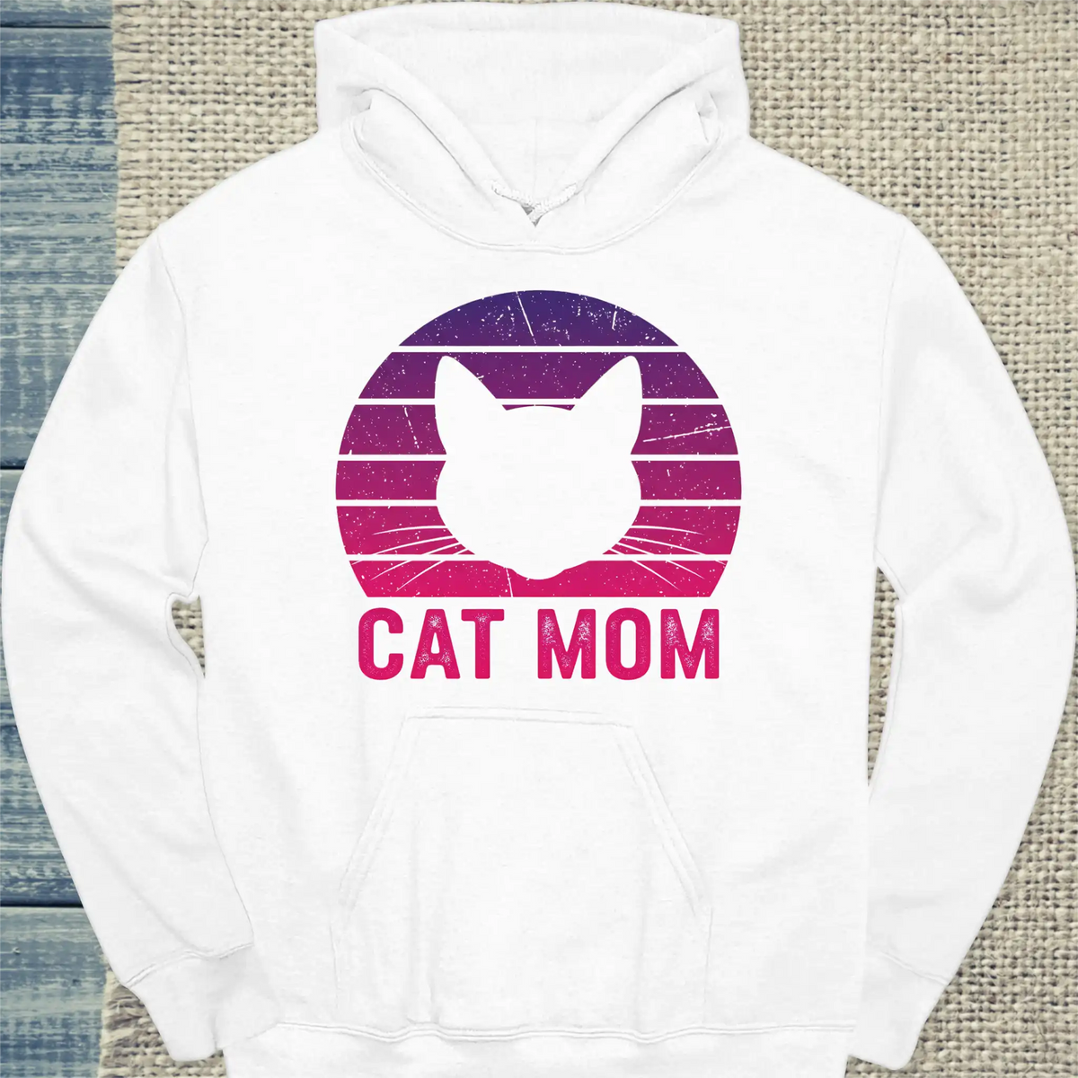Hoodie - Cat Mom Retro - Unisex - Katze, Cat Lady Weiß