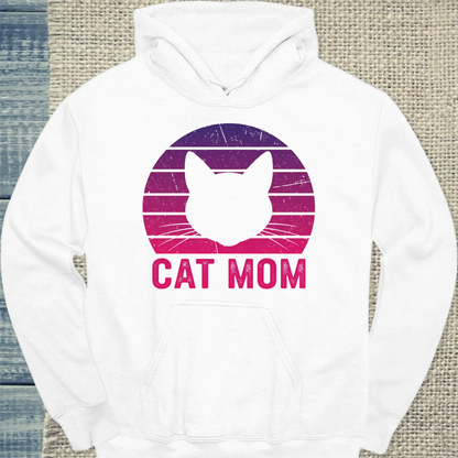 Hoodie - Cat Mom Retro - Unisex - Katze, Cat Lady Weiß