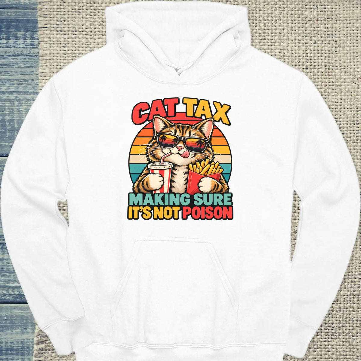 Hoodie - Cat Tax - Unisex - Katze Weiß