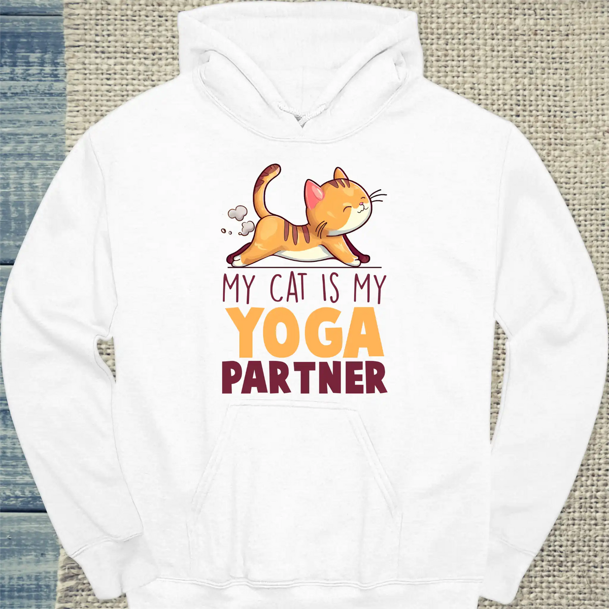 Hoodie - Cat Yoga Partner - Unisex - Katze Weiß