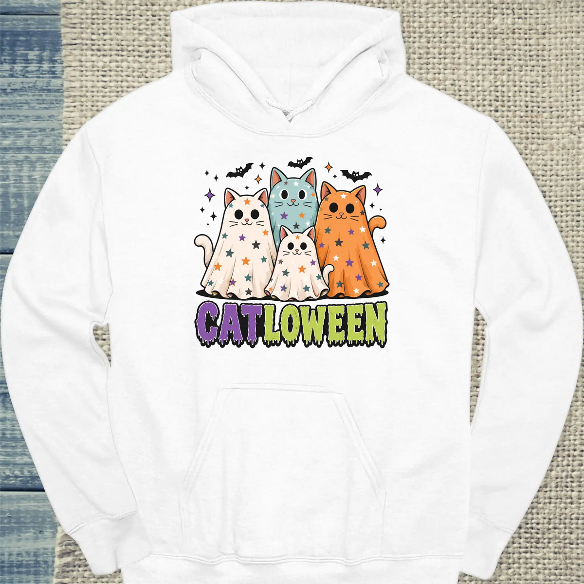 Hoodie - CatLoWeen - Unisex - Katze, Halloween Weiß