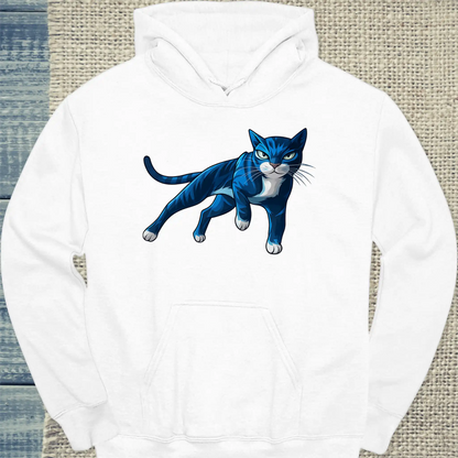 Hoodie - Cool Blue Cat - Unisex - Katze, Cat Guy Weiß