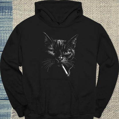 Hoodie - Cool Smoking Cat - Unisex - Katze Schwarz