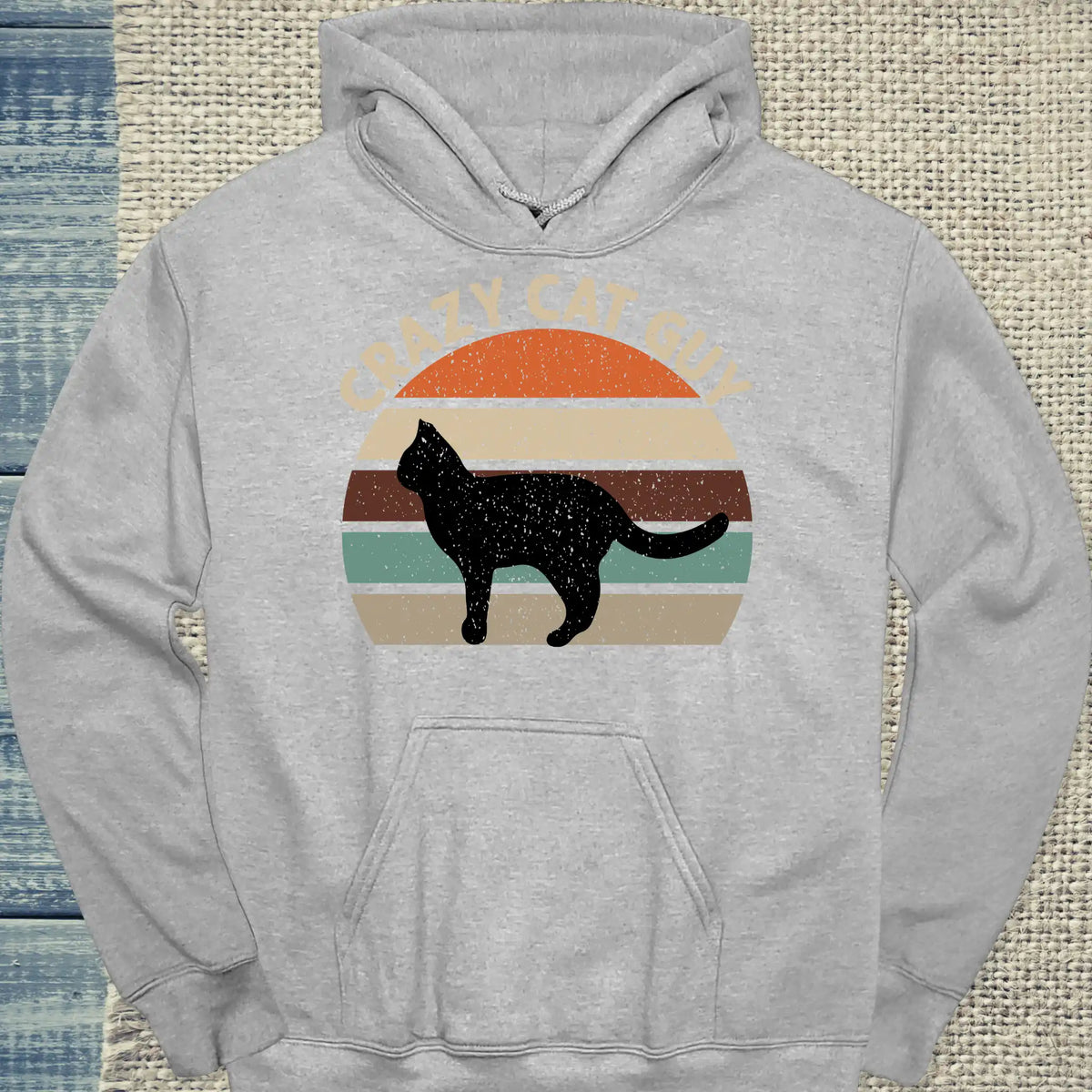 Hoodie - Crazy Cat Guy - Retro - Unisex - Katze, Cat Guy Grau