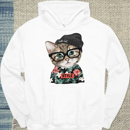 Hoodie - Cute Cat Style - Unisex - Katze Weiß