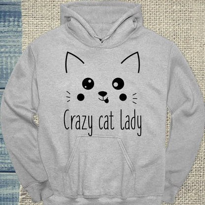 Hoodie - Cute Crazy Cat Lady - Unisex - Kaffee, Cat Lady, Black Edition Grau