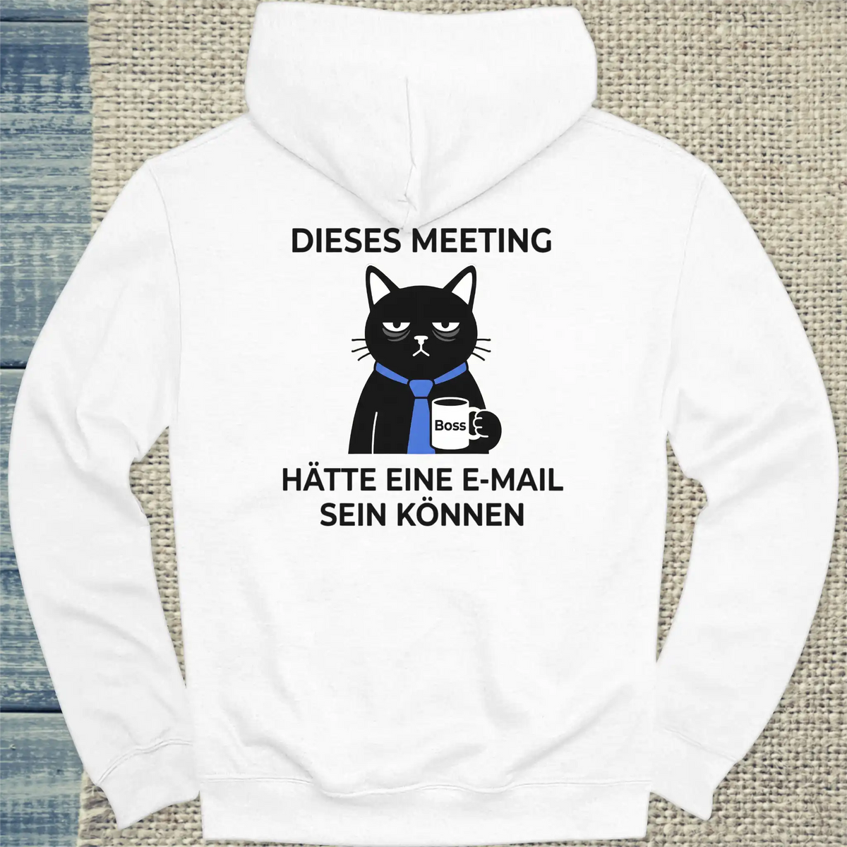 Hoodie - Dieses Meeting - Rücken - Unisex - Katze & Kaffee, Back Weiß