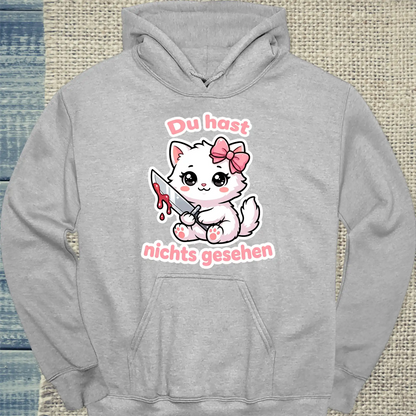 Hoodie - Du hast nichts gesehen - Unisex - Katze Grau