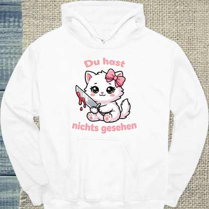 Hoodie - Du hast nichts gesehen - Unisex - Katze Weiß