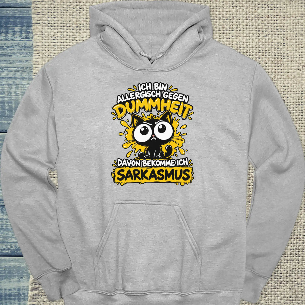 Hoodie - Dummheit - Unisex - Katze Grau