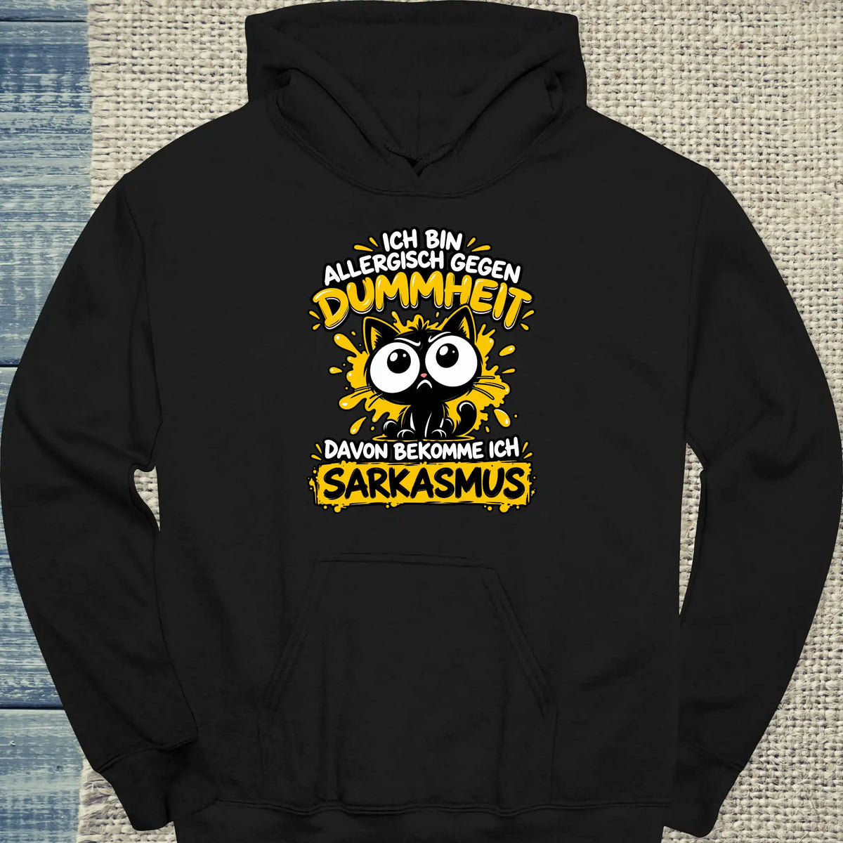 Hoodie - Dummheit - Unisex - Katze Schwarz