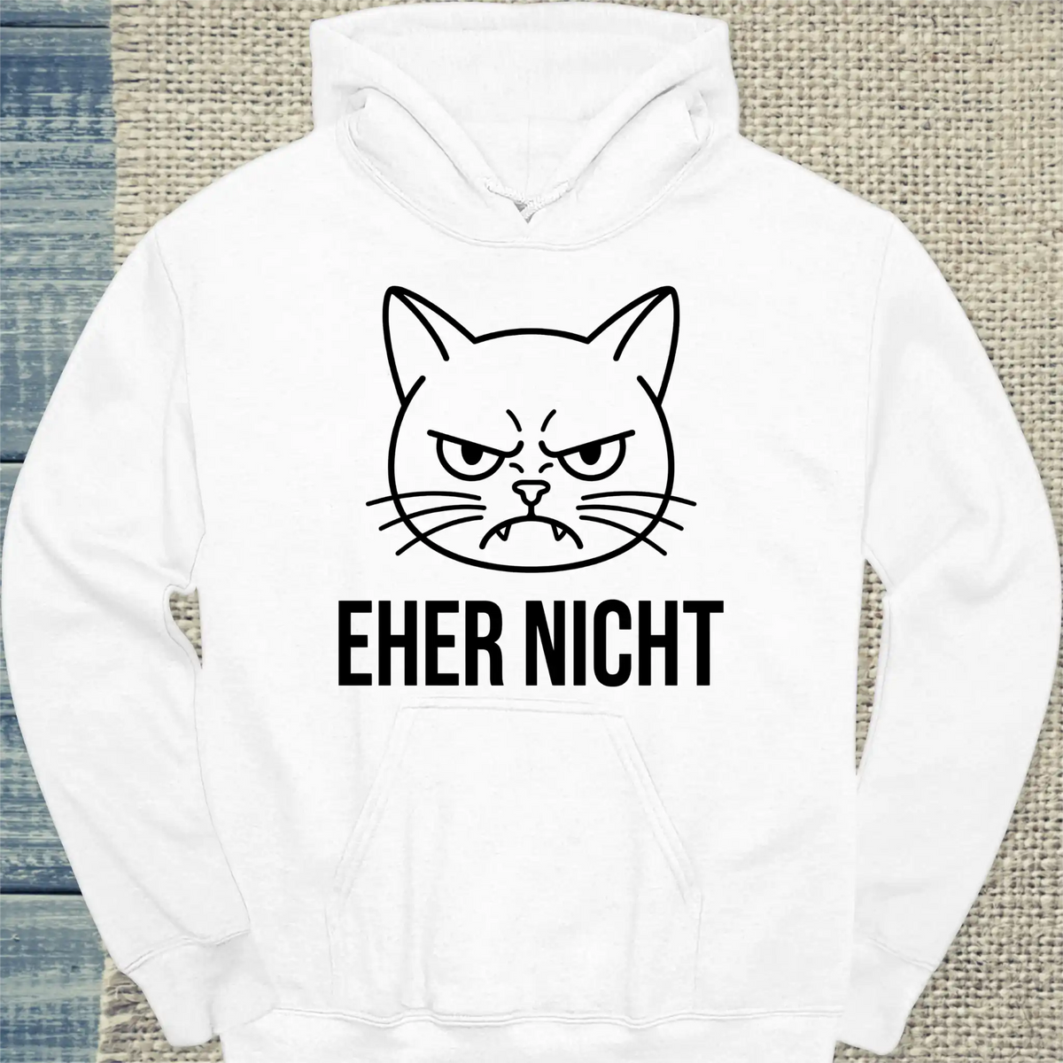 Hoodie - Eher Nicht - Unisex - Katze & Kaffee Weiß