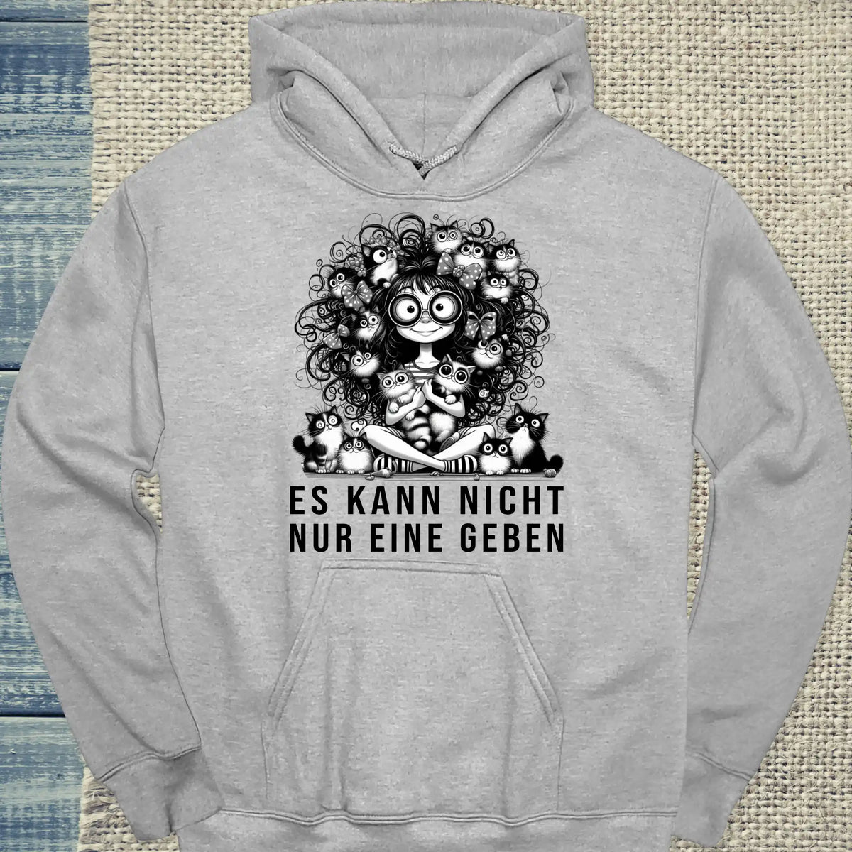 Hoodie - Es kann nicht nur eine geben - Unisex - Kaffee, Cat Lady Grau