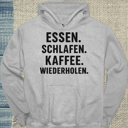 Hoodie - Essen. Schlafen. Kaffee. Wiederholen. - Unisex - Kaffee Grau