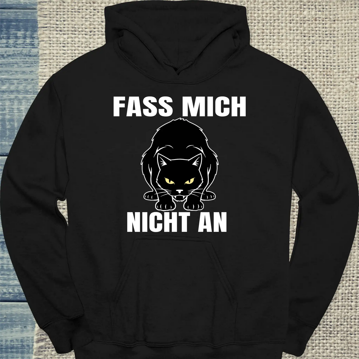 Hoodie - Fass mich nicht an - Unisex - Katze Schwarz