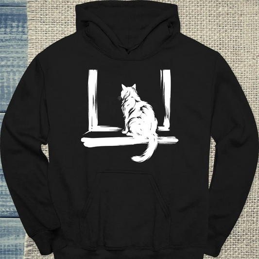Hoodie - Fernweh - Unisex - Katze Schwarz