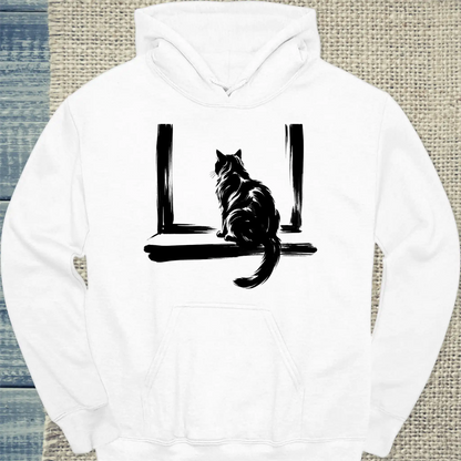 Hoodie - Fernweh - Unisex - Katze Weiß