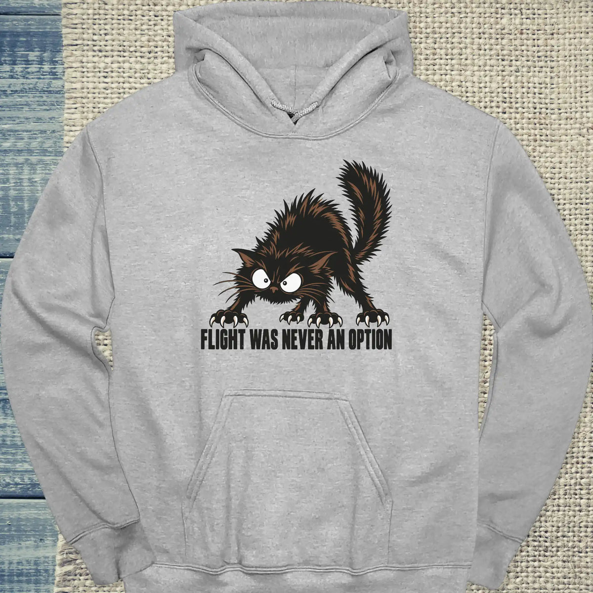 Hoodie - Flight was never an option - Unisex - Katze Grau