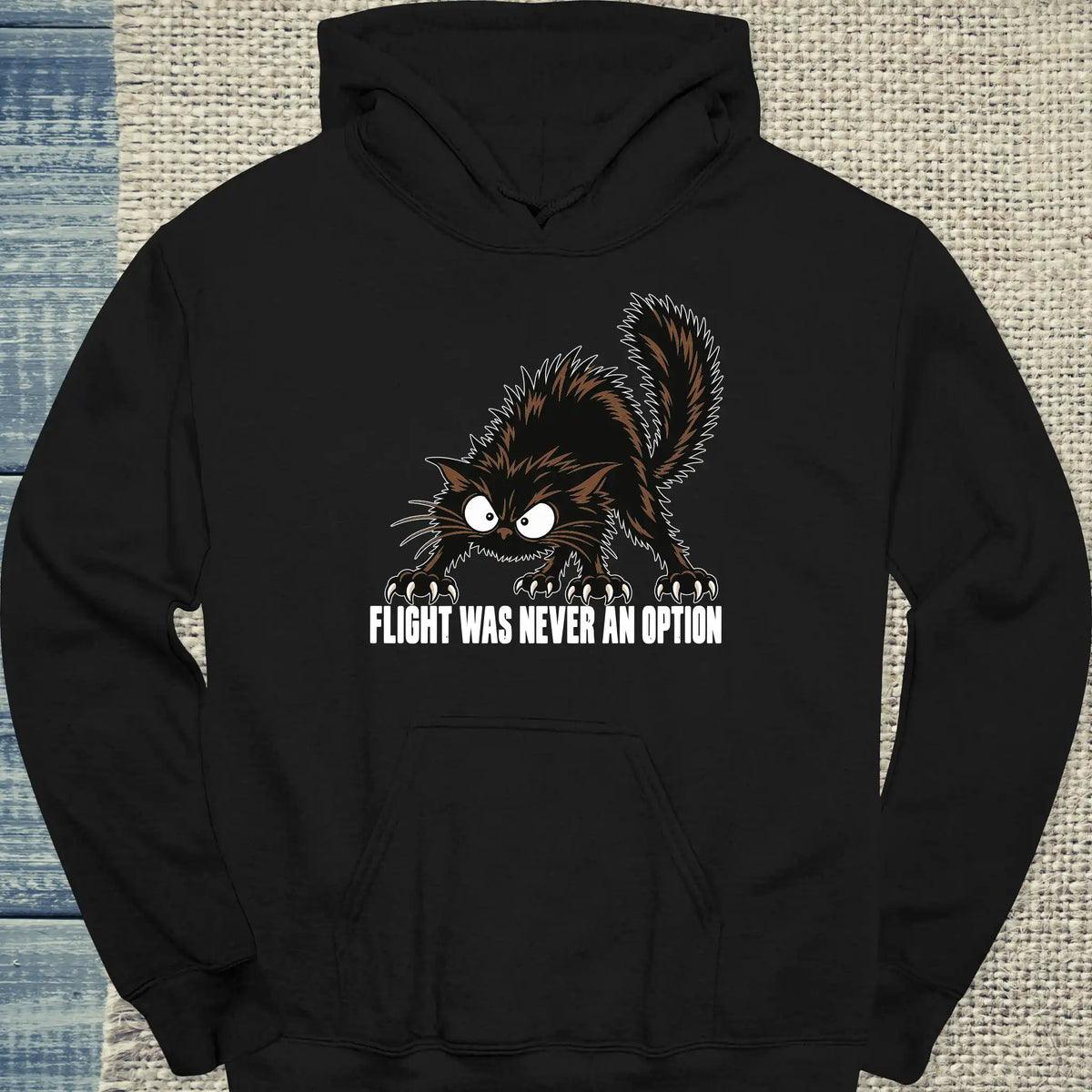 Hoodie - Flight was never an option - Unisex - Katze Schwarz