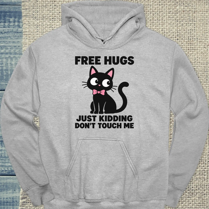 Hoodie - Free Hugs - Unisex - Katze Grau